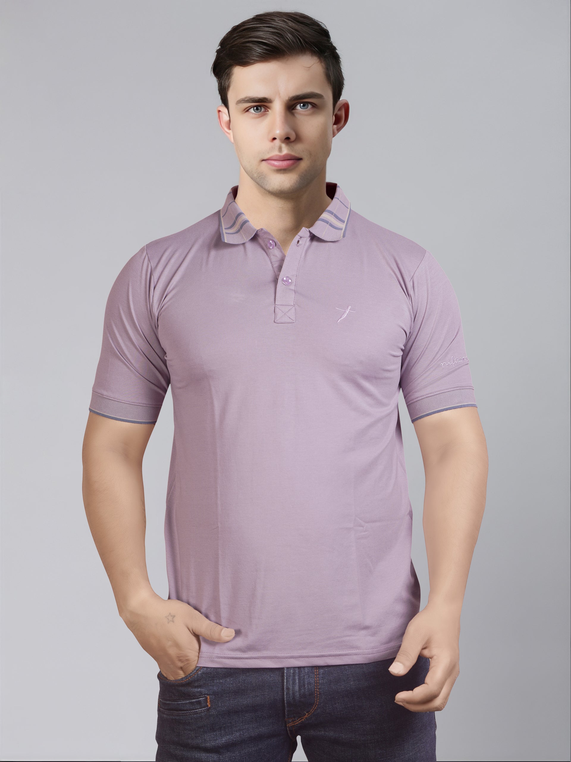 PURPAL COLLER STRIPE POLO T-SHIRT– Niftians